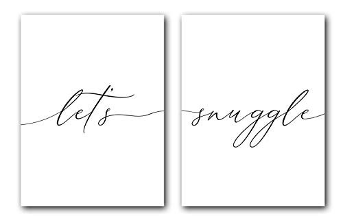 Lets Snuggle Unframed 18 x 24 Inches Set of 2 Posters Minimalist Art Typography Art Bedroom Wall Art Romantic Wall Decor