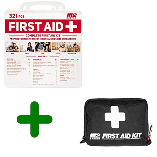Compact Bundle  2 Pack 321 Piece  plus  150 Piece First Aid Kits by M2 BASICS