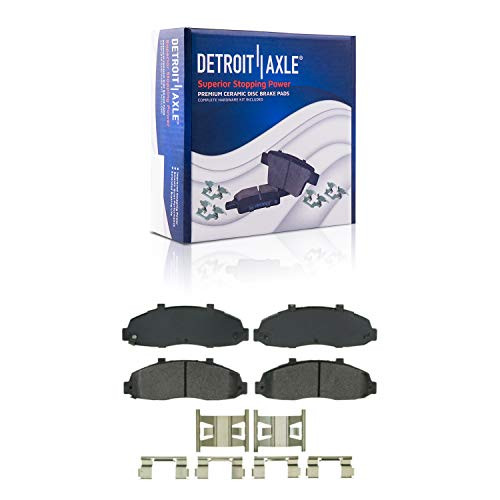 Detroit Axle - Front Ceramic Brake Pads w Hardware Kit for 1997-2003 Ford F150 Not for Lightning