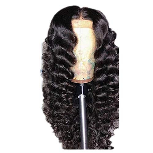 Black womens curly hair wig with front lace wig long loose wave middle part synthetic wig 180 percent density looks natural heat-resistant fiber wig Black womens curly hair wig with front lace wig long loose wave middle part synthetic wig 180 percent density looks natural heat-resistant fiber wig