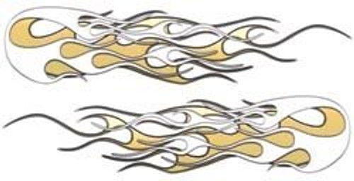 Old School Retro Style Flames in Gold - 3.5 inch  h x 16 inch  w - REFLECTIVE