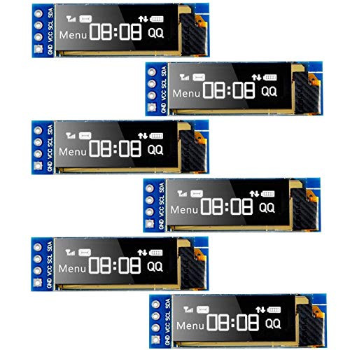 MakerFocus 6pcs I2C OLED Display Module 0.91 Inch I2C SSD1306 OLED Display Module White I2C OLED Screen Driver DC 3.3V~5V for Ar duino