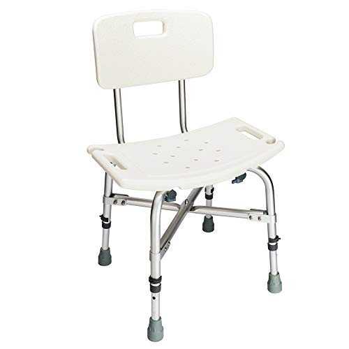 OMECAL 450LBS Medical Shower Chair Bath Seat StoolUpgraded Safety Heavy Duty Framework Transfer Bench SPA Bathtub Chair No-Slip Adjustable 6 Height with Back