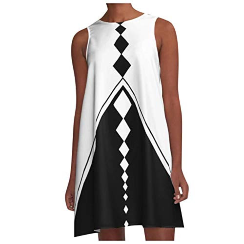 COOKI Womens Mini Dresses Sleeveless Short Dress Bohemian O Neck Graphic A-Line Dress Casual Sundress Women Summer Dress White COOKI Womens Mini Dresses Sleeveless Short Dress Bohemian O Neck Graphic A-Line Dress Casual Sundress Women Summer Dress White