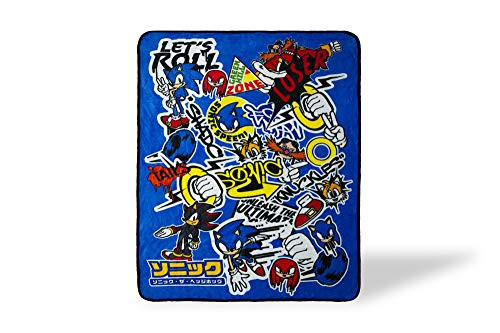 JUST FUNKY Sonic The Hedgehog Sticker Bomb Soft Throw Blanket 45 x 60 Inch Fleece Blanket JUST FUNKY Sonic The Hedgehog Sticker Bomb Soft Throw Blanket 45 x 60 Inch Fleece Blanket