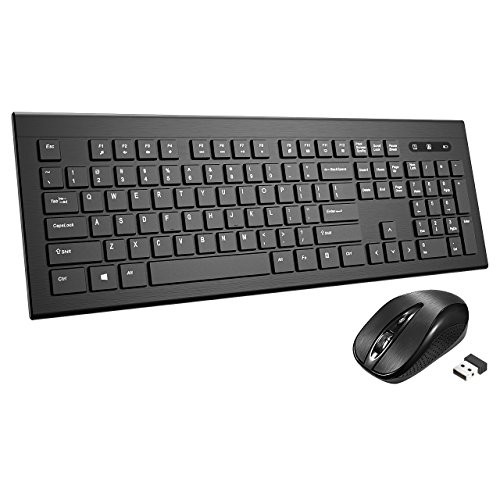 Mpow Wireless Keyboard and Mouse Combo, Ultra-thin Chiclet Keyboard and Mute Mouse, 2.4GHz 26ft Wireless Connection with USB Receiver for PC Desktop Computer Laptop Mac Tablet (Black)