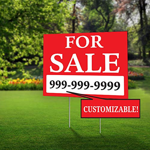 SignPro for Sale Yard Sign   for Sale Customizable Yard Sign   for Sale Sign   24 inch  x 18 inch  Corrugated Plastic Yard Signs with H Stakes   Double Sided  1