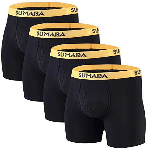 SUMABA 4 Pack Bamboo Underwear Men Athletic Boxer Briefs