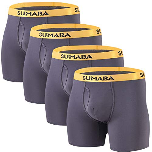 SUMABA 4 Pack Big and Tall Underwear for Men Long Leg Boxer Briefs