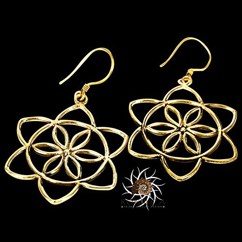 Brass Earrings - Tribal Earrings - Gypsy Earrings - Ethnic Earrings - Brass Jewelry - Short Earrings - Statement Earrings