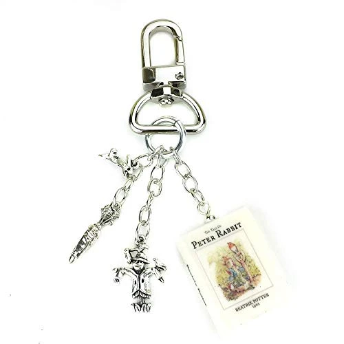 The Tale of Peter Rabbit Beatrix Potter Clay Mini Book Key Chain Ring Bag Purse Backpack Clip Snap
