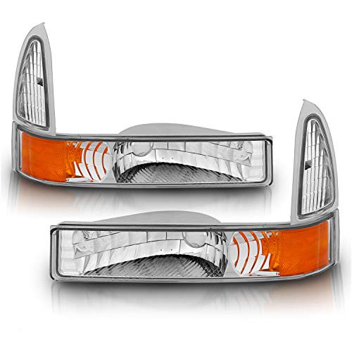 AmeriLite Front Bumper Parking Turn Signal Lights Set for Ford Excursion Super Duty - Passenger and Driver Side