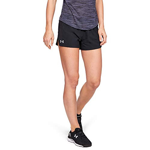 Under Armour Womens Launch Stretch Woven go All Day Shorts  Black  001  Reflective  Medium