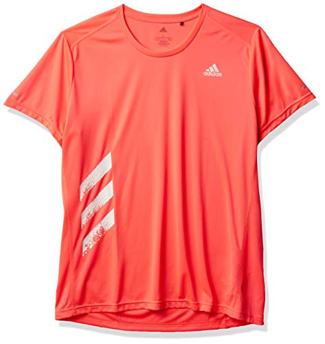 adidas mens Run It 3-Stripes PB Tee Signal Pink X-Large