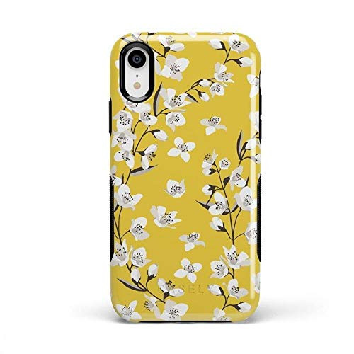 Casely iPhone XR Phone Case - Yellow Cherry Blossom Floral Case - 360 Degree Coverage for Your Phone - Precise Cutouts 1mm Raised Lip Camera Protection - Bold