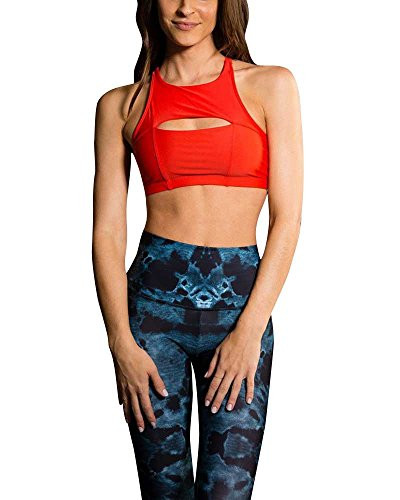Onzie Yoga Open Heart Bra 3039 Hot Coral  Hot Coral Small Medium