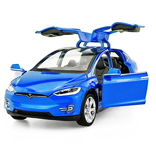 Diecast Vehicle Alloy Tesla toy car model X 90 Pull Back toy cars with Sound&light Toy Kids Toys 1/32 Scale (BLUE) Diecast Vehicle Alloy Tesla toy car model X 90 Pull Back toy cars with Sound&light Toy Kids Toys 1/32 Scale (BLUE)