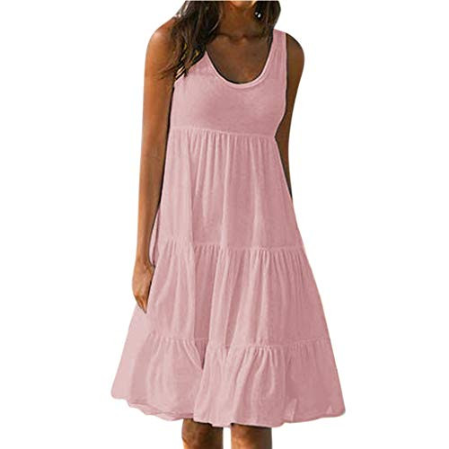 Fudule Women Sleeveless Dresses Summer Beach Holiday Loose A-Line Swing Dress Mini Dresses Swing Dress for Women Sundress Pink Fudule Women Sleeveless Dresses Summer Beach Holiday Loose A-Line Swing Dress Mini Dresses Swing Dress for Women Sundress Pink