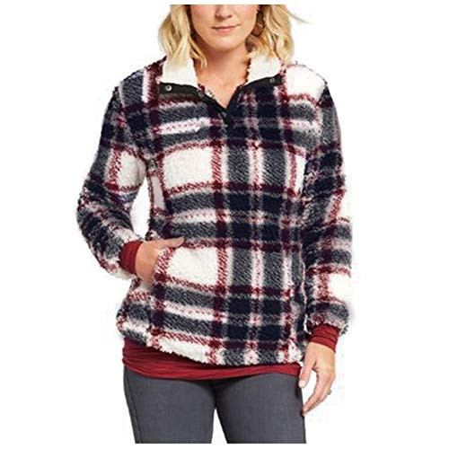 Hemlock Women Plaid Sweatshirts Pullover Fleece Jackets Zipper Pullovers Winter Coats Sherpa Sweatshirt with Pockets Red Hemlock Women Plaid Sweatshirts Pullover Fleece Jackets Zipper Pullovers Winter Coats Sherpa Sweatshirt with Pockets Red