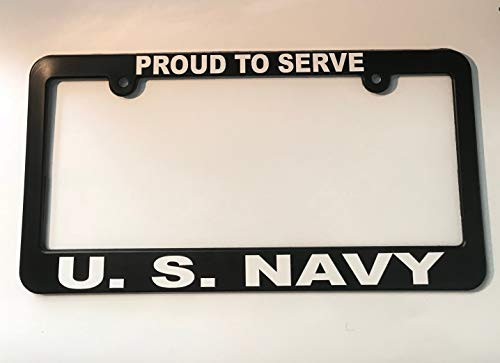 Lplpol Proud to Serve Us Navy United States License Plate Frame Aluminum Metal License Plate Frame Cover Novelty Exterior Auto Accessory Car Tag Holder 6x12 Inch VG1776