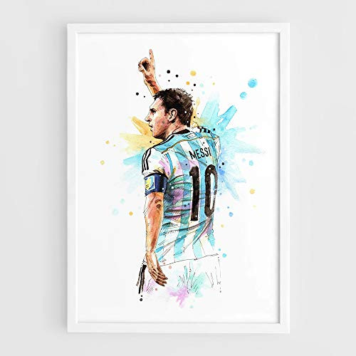 Lionel Messi Argentina national football team World Cup - Wall Art Print Poster of the Original Watercolor Painting Football Soccer Poster