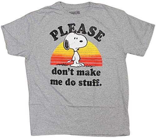 Hybrid Mens Grey Heather Snoopy Peanuts Please Dont Make ME DO Stuff TEE T-Shirt  Mens Grey Heather Snoopy Peanuts Please Dont Make ME DO Stuff TEE T-Shirt 4XL