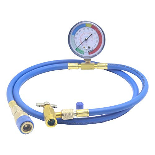 R134A Car AC Refrigerant Charge Hose Kit R134a Charging 59 Hose with Gauge and R134A Can Tap Valve R134A Low Side Adapter for R134A R12 or R22 refrigerant Ac Charge Kit