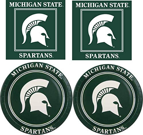 Michigan State Spartans Napkins  and  Plates - Serves 32  64 pieces
