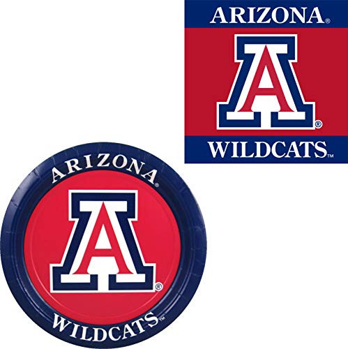 Westrick Arizona Wildcats Napkins  and  Plates - 64 Pieces  Serves 32