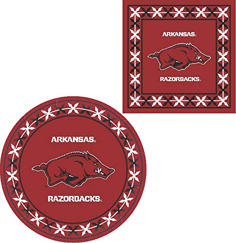 Westrick Arkansas Razorbacks Napkins  and  Plates - Serves 32  64 Pieces