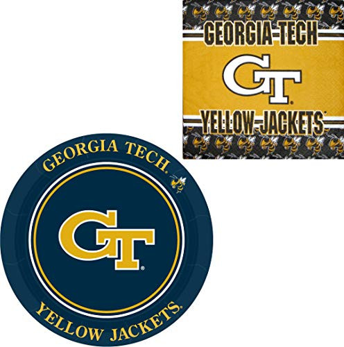 Westrick Georgia Tech Yellow Jackets Napkins  and  Plates - Serves 32  64 Pieces
