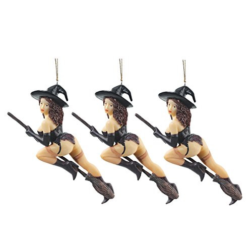 Design Toscano Temptress Witch Holiday Ornament: Set of Three