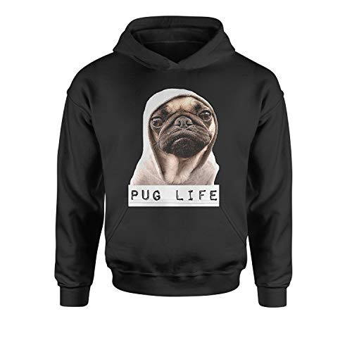 Expression Tees Youth Hood Pug Life Funny Thug Life Medium Black