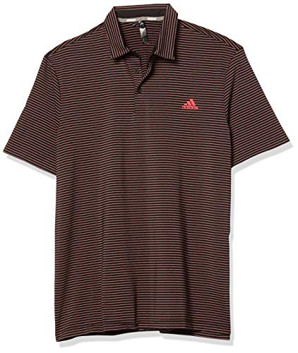 adidas Golf Ultimate365 Space Dye Stripe Polo Black Power Pink Tech Emerald Small