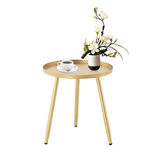 MorNon Round Side Table Metal End Table Coffee Tea Sofa Side Table for Living Room Accent Tables Small Round Nightstands Modern Night Table Coffee Table  M Gold