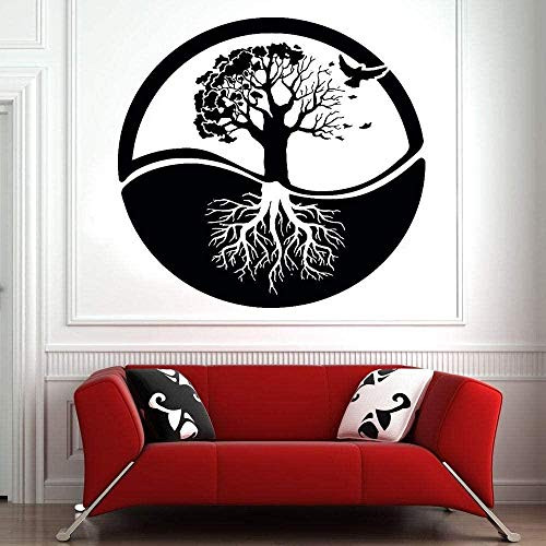 Wall Stickers Murals Decals 42X44 cm Tree of Life Art Tree Root Birds Door Window Vinyl Yoga Meditation Room Nursery