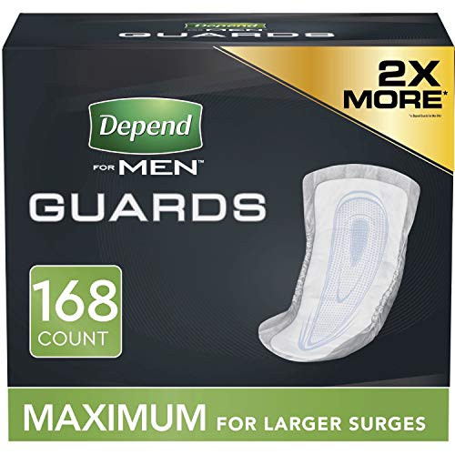 Depend Incontinence Guards Bladder Control Pads for Men Maximum Absorbency 168 Count  2 Packs of 84   Packaging May Vary