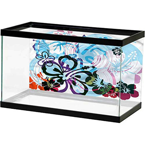 ScottDecor Vintage Hawaii Terrarium Background Exotic Garden Art Water Tank Stickers L24 X H24 Inch