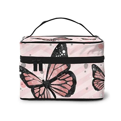 Butterfly Pink Makeup Bag Portable Travel Cosmetic Bag Makeup Case Organizer Storage Pouch Bags Box Butterfly Pink Makeup Bag Portable Travel Cosmetic Bag Makeup Case Organizer Storage Pouch Bags Box