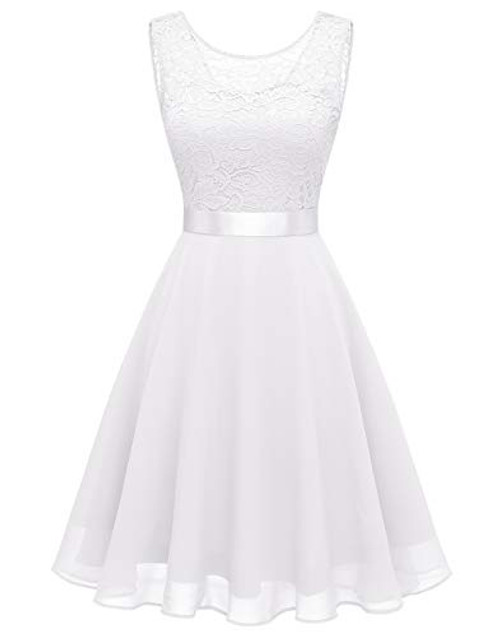 BeryLove Womens Short Floral Lace Bridesmaid Dress A-line Swing Party DressBLP7005WhiteL BeryLove Womens Short Floral Lace Bridesmaid Dress A-line Swing Party DressBLP7005WhiteL