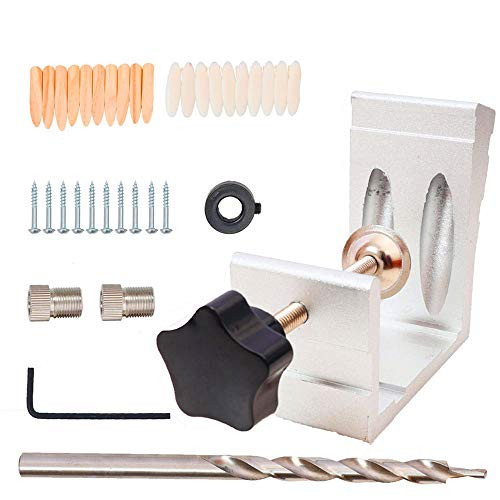 All-in-one Aluminum Pocket Hole Jig Kit36 Pcs 850 Heavy Duty Woodworking Inclined Hole Positionerfor Woodworking Angle Drilling Holes Carpenters Woodwork Guides Joint Carpentry Locator  Silver