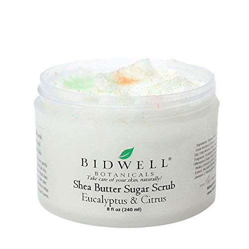 Eucalyptus Citrus Shea Butter Sugar Scrub with Essential Oils and Jojoba Eucalyptus Citrus Shea Butter Sugar Scrub with Essential Oils and Jojoba