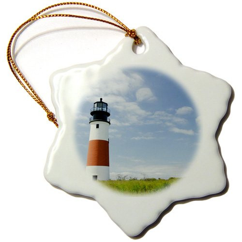 3dRose orn_90822_1 Massachusetts, Nantucket, Sankaty Lighthouse-Us22 Cmi0001-Cindy Miller Hopkins-Snowflake Ornament, 3-Inch, Porcelain