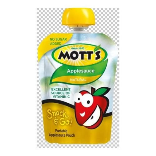 Motts Snack and Go Natural Applesauce 3.2 Ounce Pouch -- 24 per case. Motts Snack and Go Natural Applesauce 3.2 Ounce Pouch -- 24 per case.