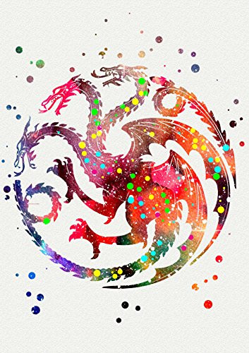 Game Of Thrones House Symbols Watercolor Print House Targaryen GOT Art Poster Fire And Blood Artwork Wall Art Home Decor Wall Hanging Cool Gift