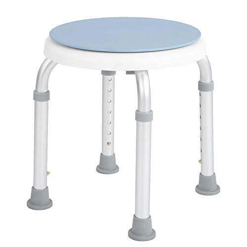 FILFEEL Shower Stool Adjustable Round Bath Shower Stool Aluminum Alloy Swivelling Seat 360Rotating Safety Seat