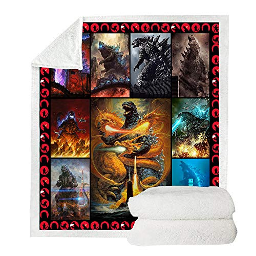 Soft 3D Printed Godzilla Blanket Microfiber Sherpa Throw Blanket for Bed and Couch Quilted Blankets for Kids and Adults Cozy Fluffy Fleece Blanket Bedding  Style2 130cm x 150cm 51 x 59