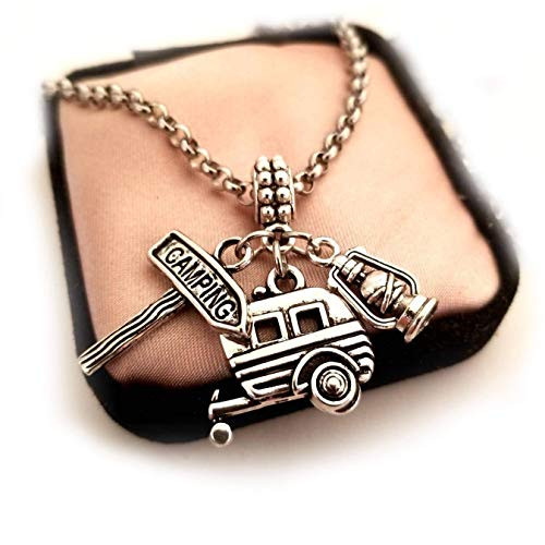 RV Camper Camp Trailer Gift Charm with Bracelet Necklace Keychain Camping Jewelry Gifts