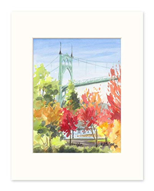 Portland Oregon art print St Johns Bridge artwork Portland waterfront autumn leaves Oregon watercolor painting Oregon wall art Portland art print Portland Oregon art print St Johns Bridge artwork Portland waterfront autumn leaves Oregon watercolor painting Oregon wall art Portland art print