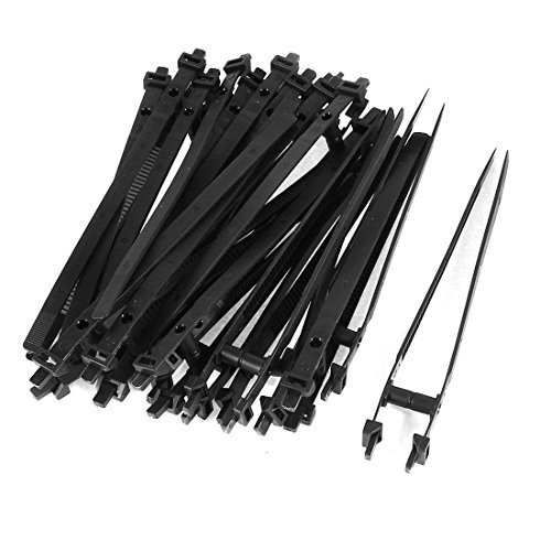 Uxcell Nylon Auto Car Push Mount Wire Cable Tie, 145mm x 7mm, 20 Pcs, Black